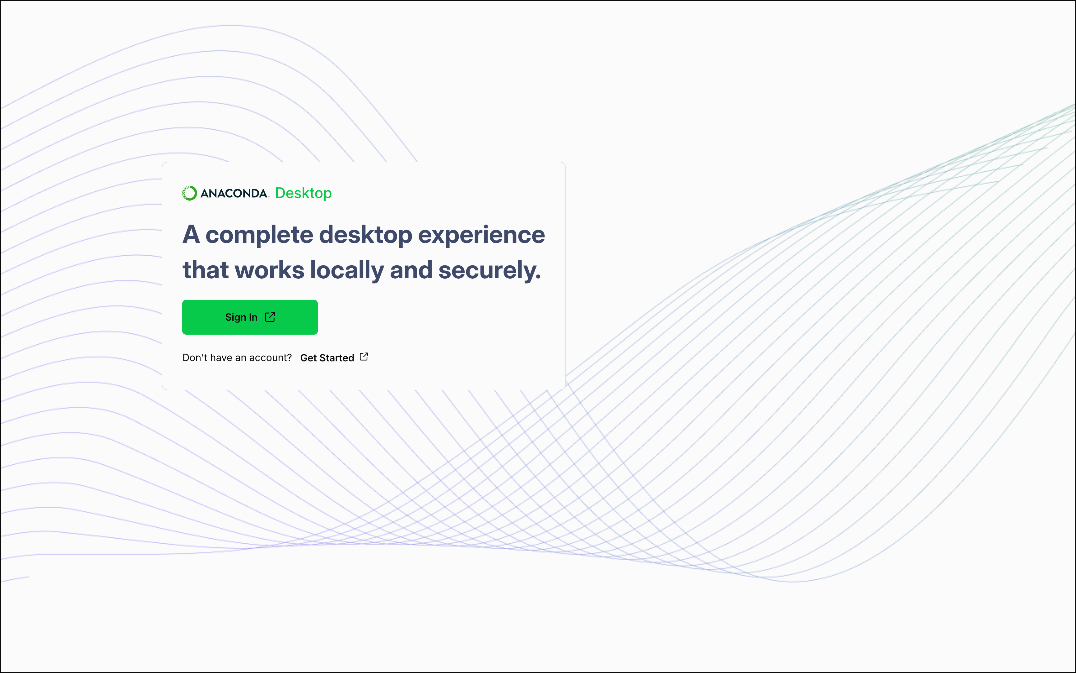 Desktop sign in page