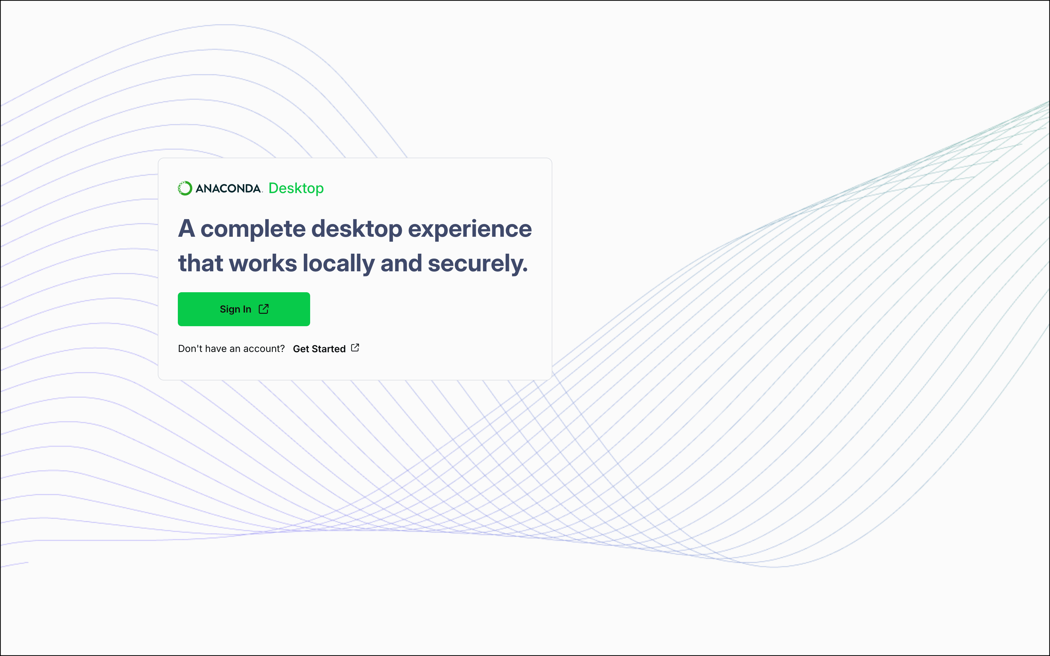 Desktop sign in page