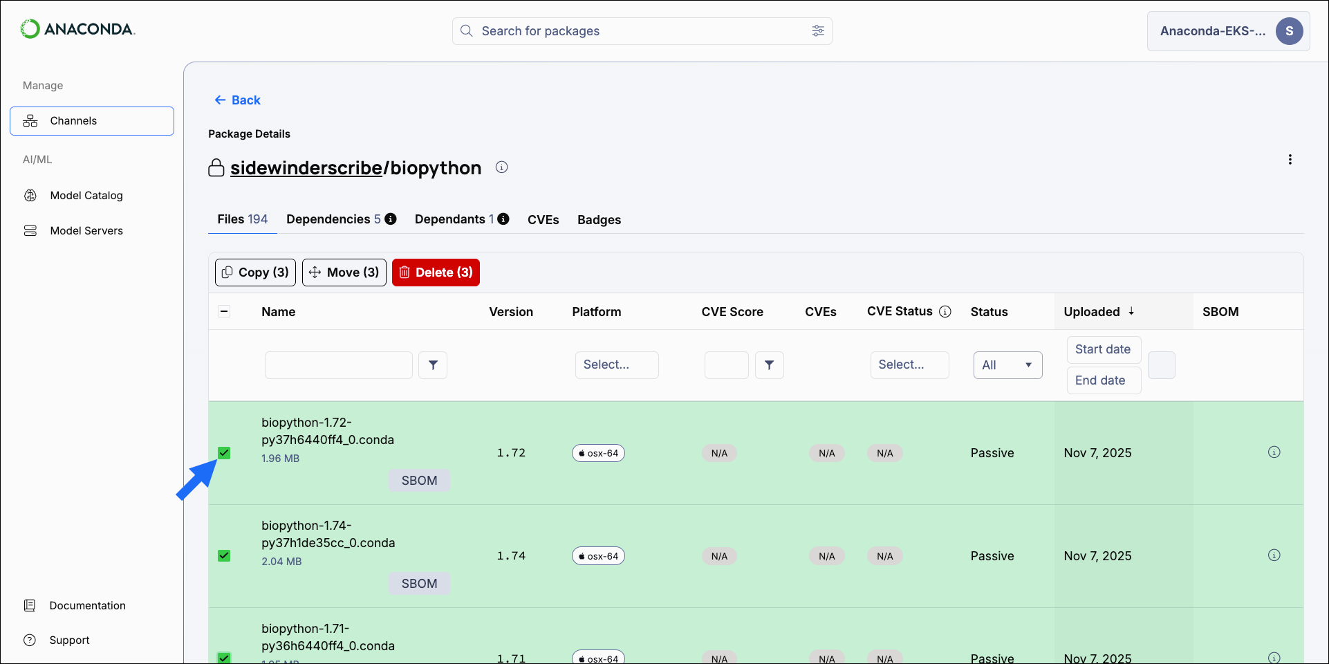Package file management options