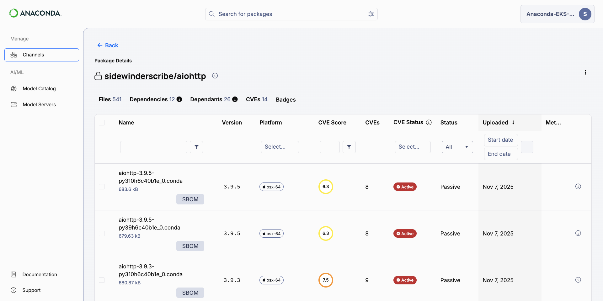 aiohttp package details files tab