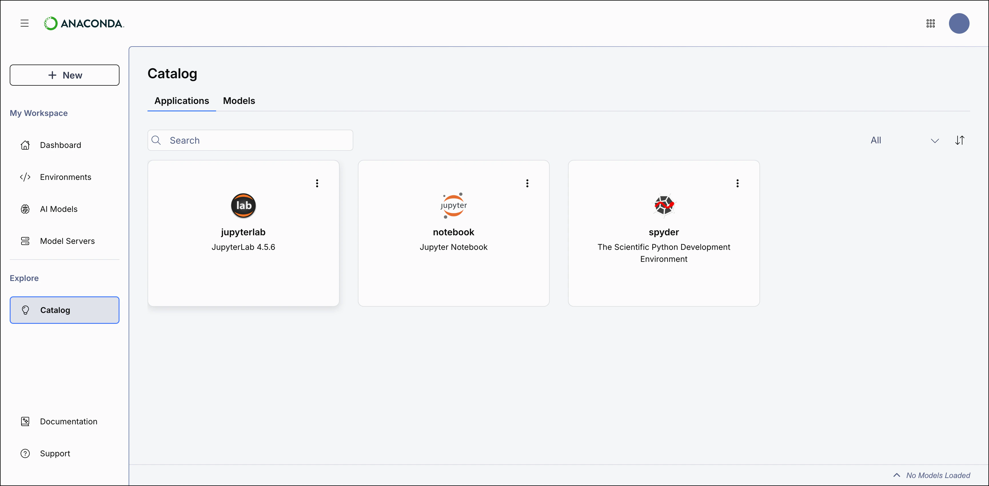Application Catalog view