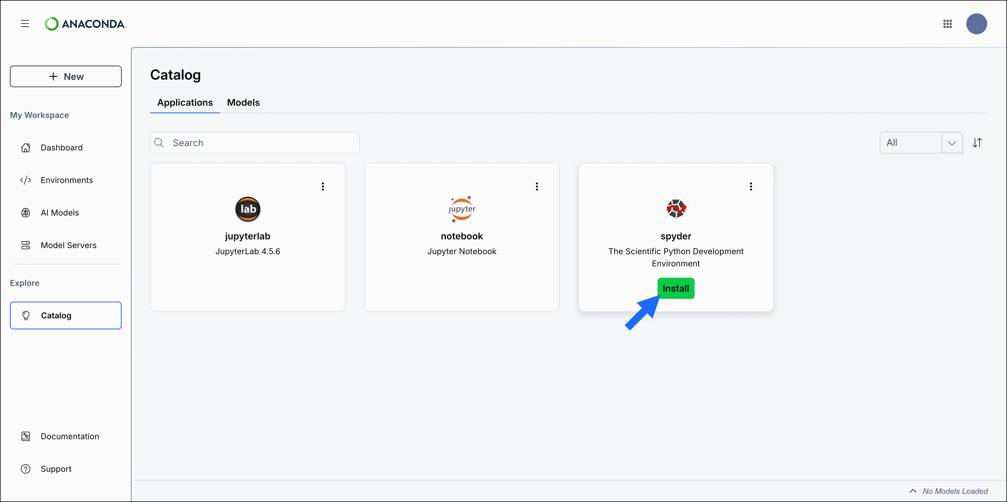 Application Catalog install button