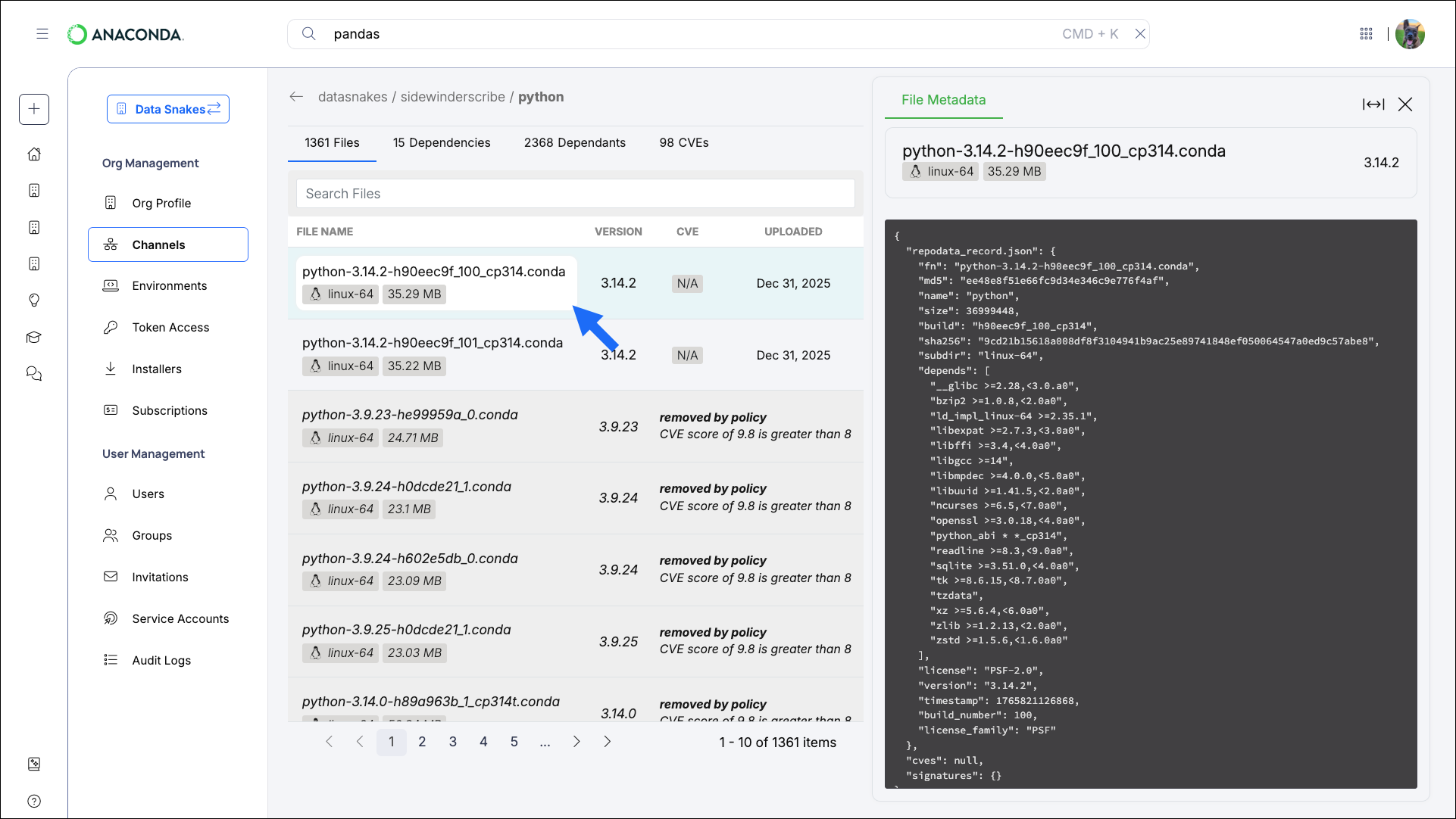Package metadata