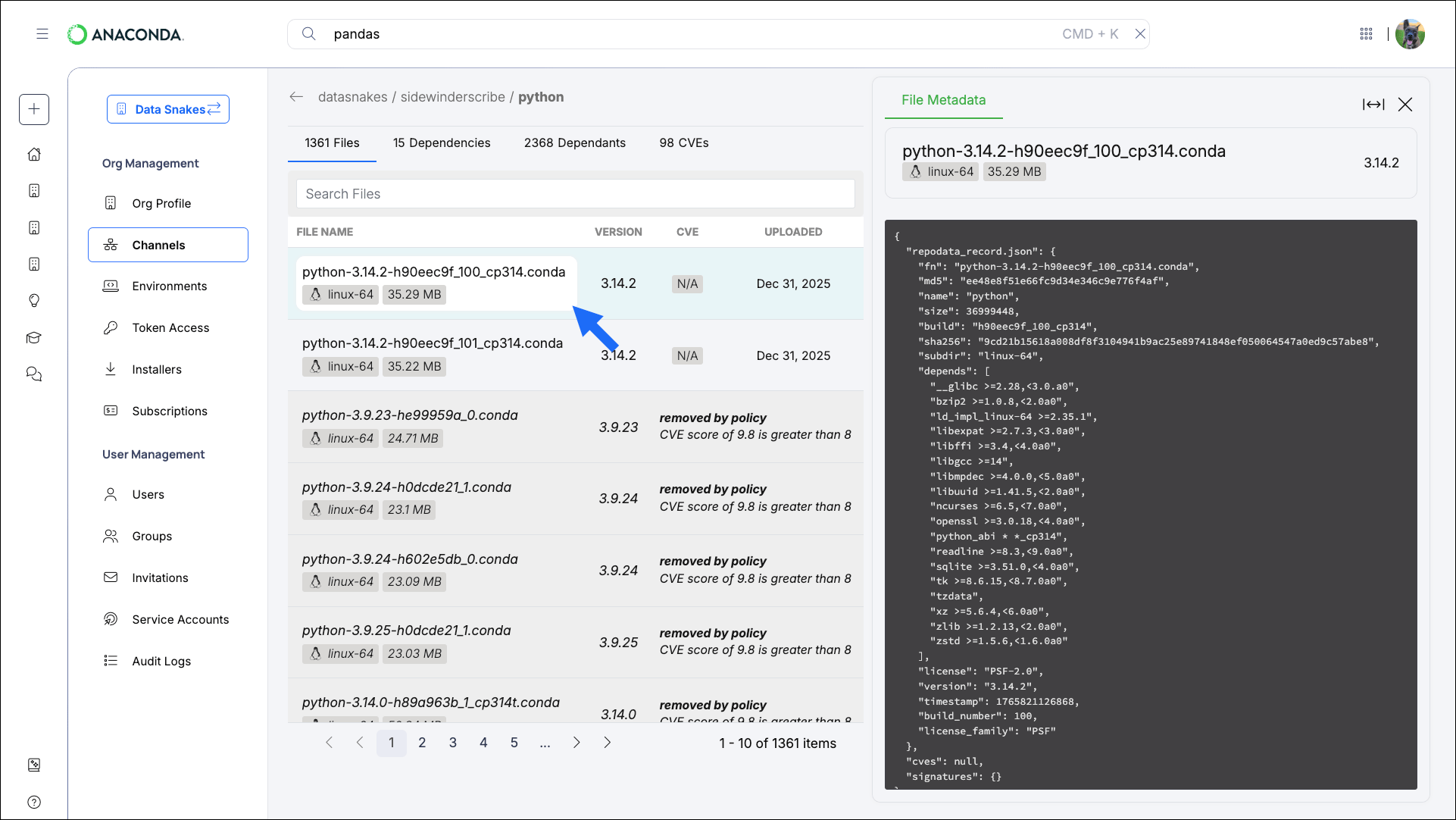 Package metadata