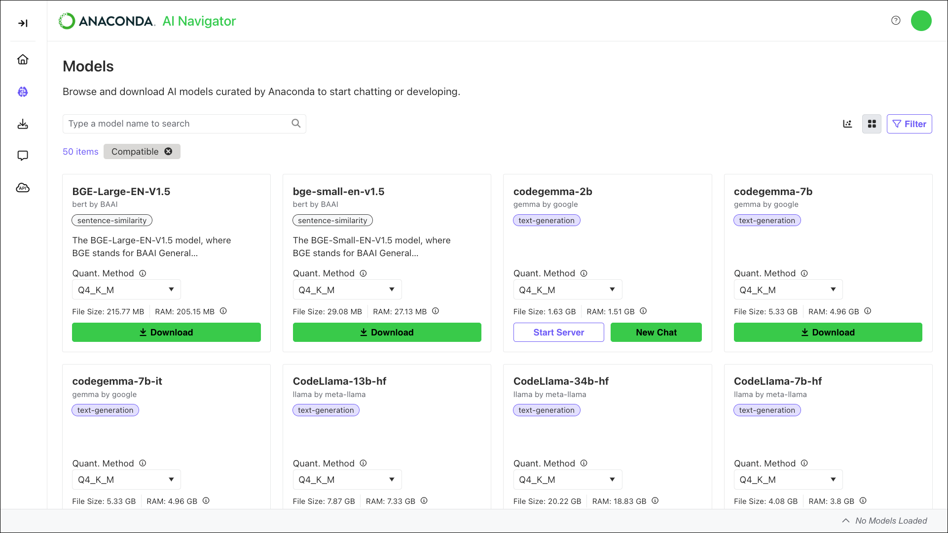 models page tile view