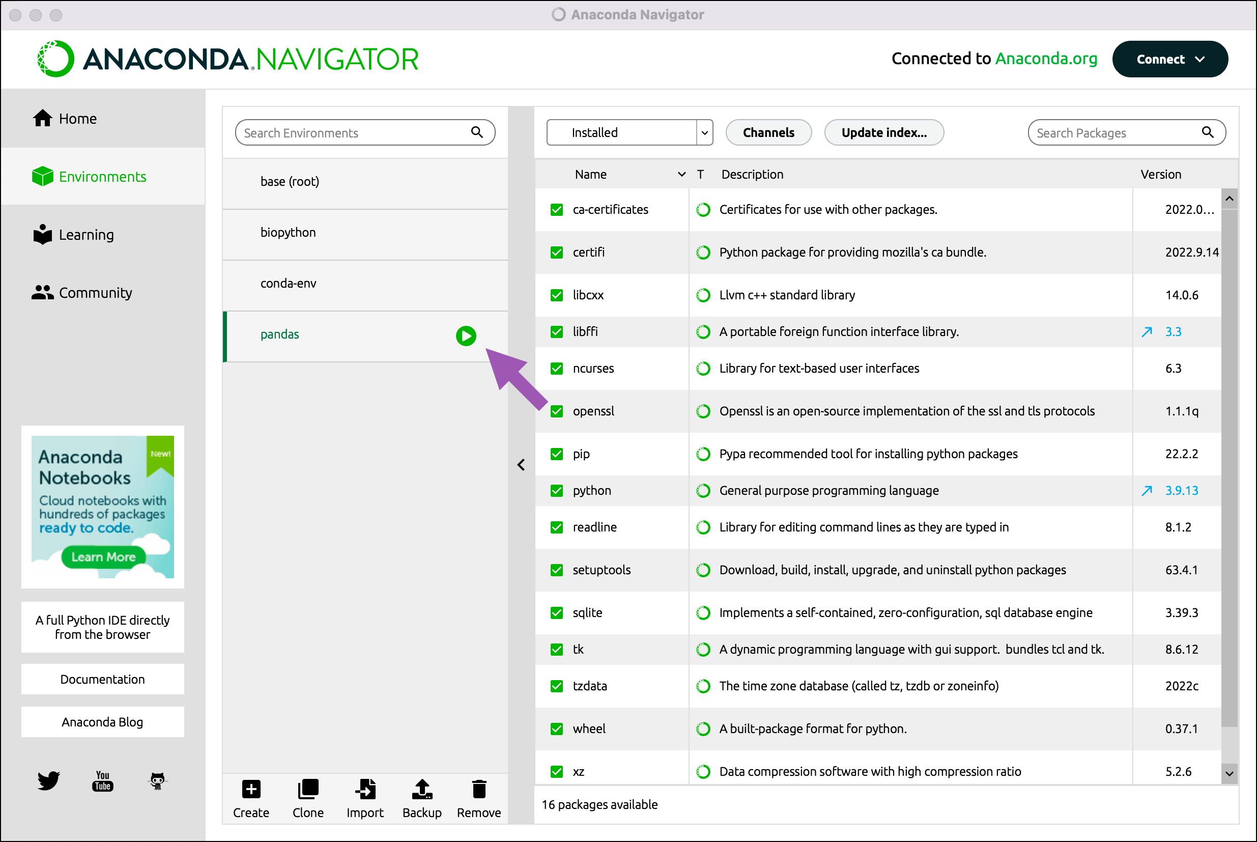 How to install and run Pandas from Anaconda Navigator - Anaconda