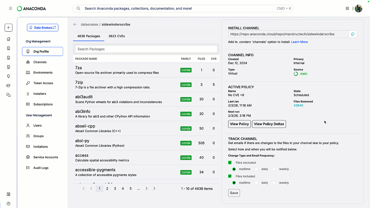Policy deltas UI navigation