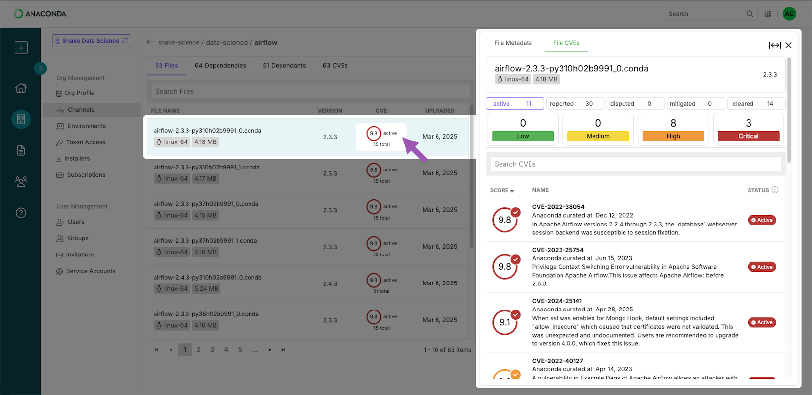 Common Vulnerabilities and Exposures (CVEs) - Anaconda