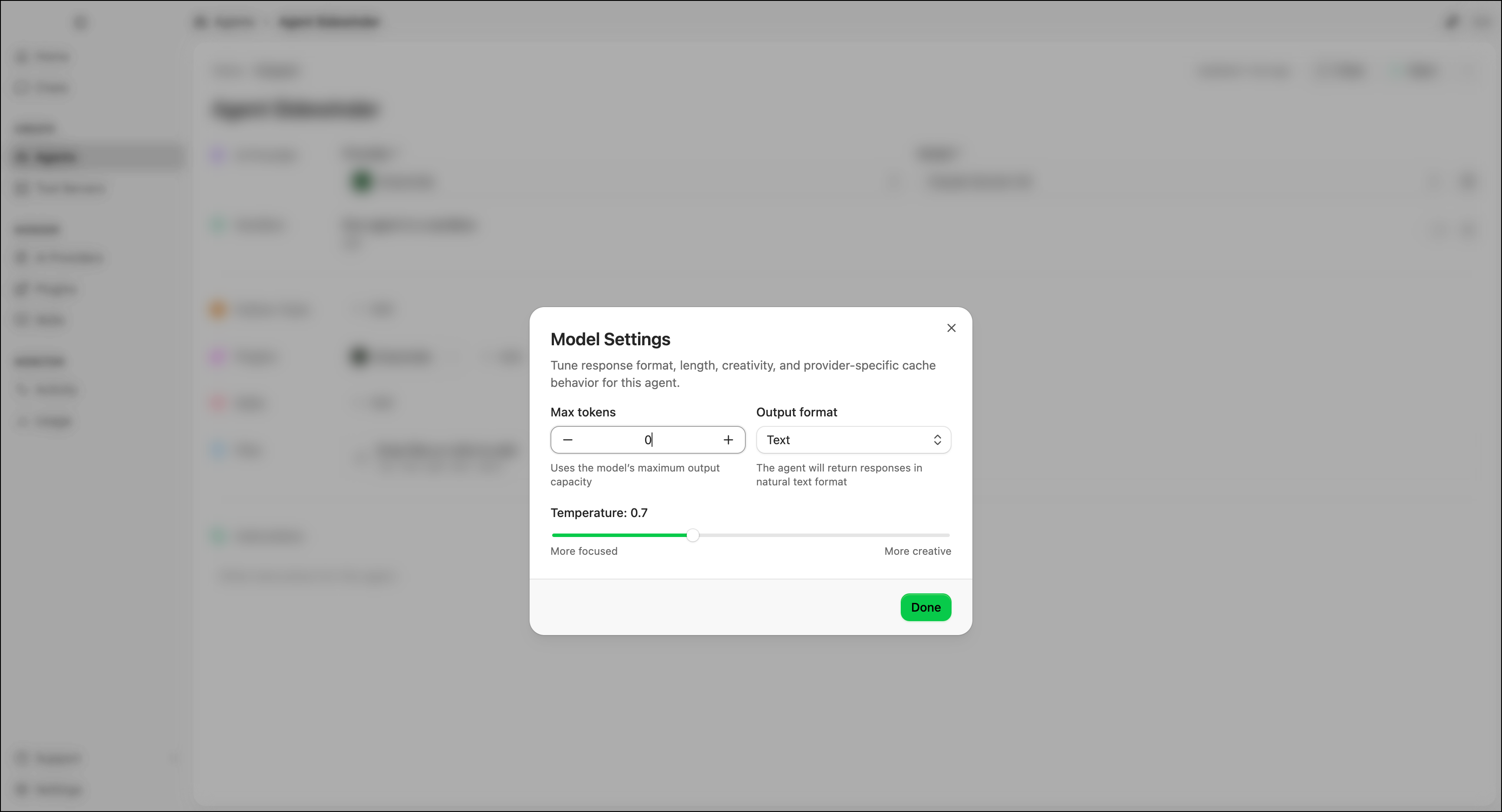 AI Provider configuration modal