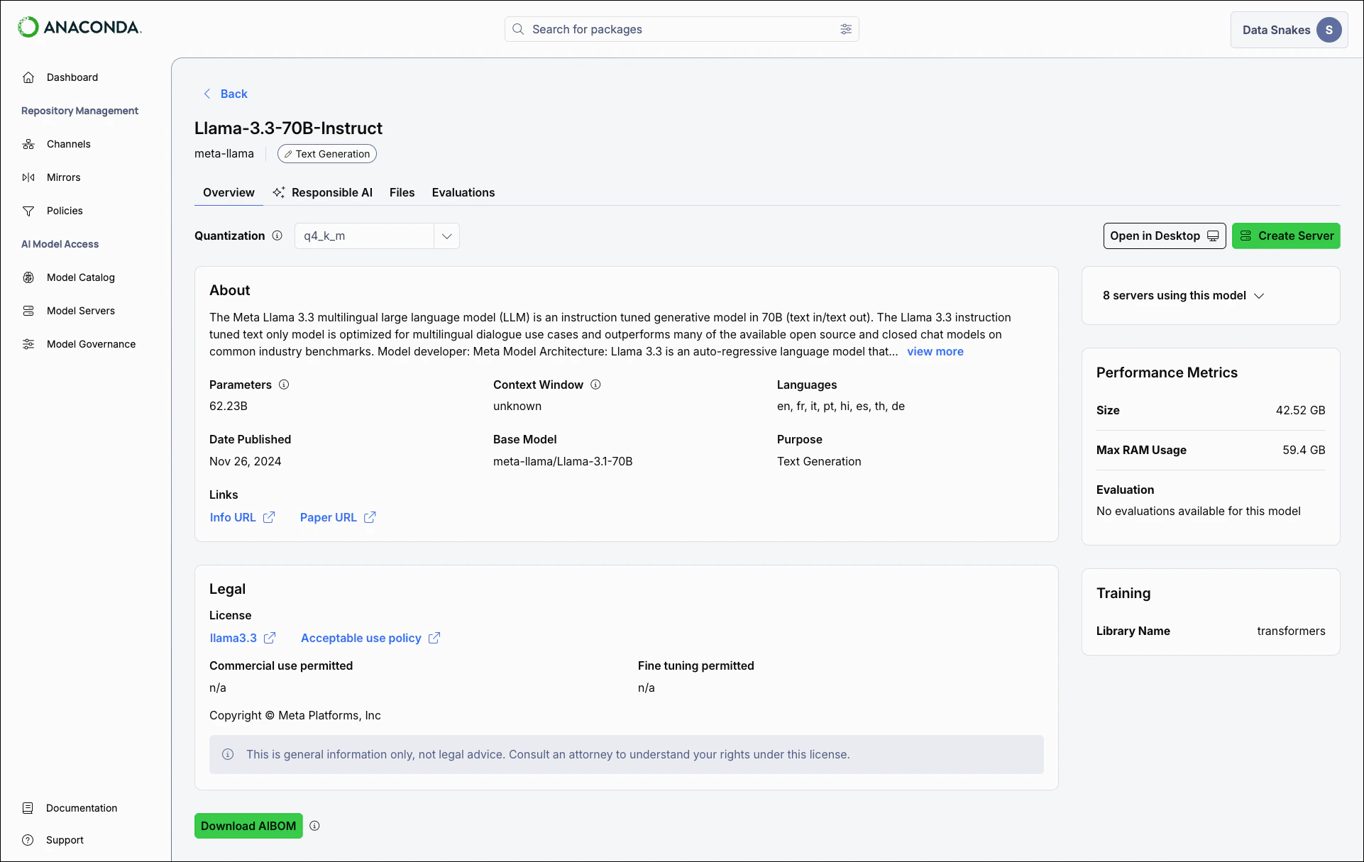 Model details overview