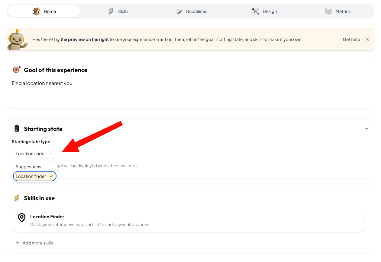 Location Starting State