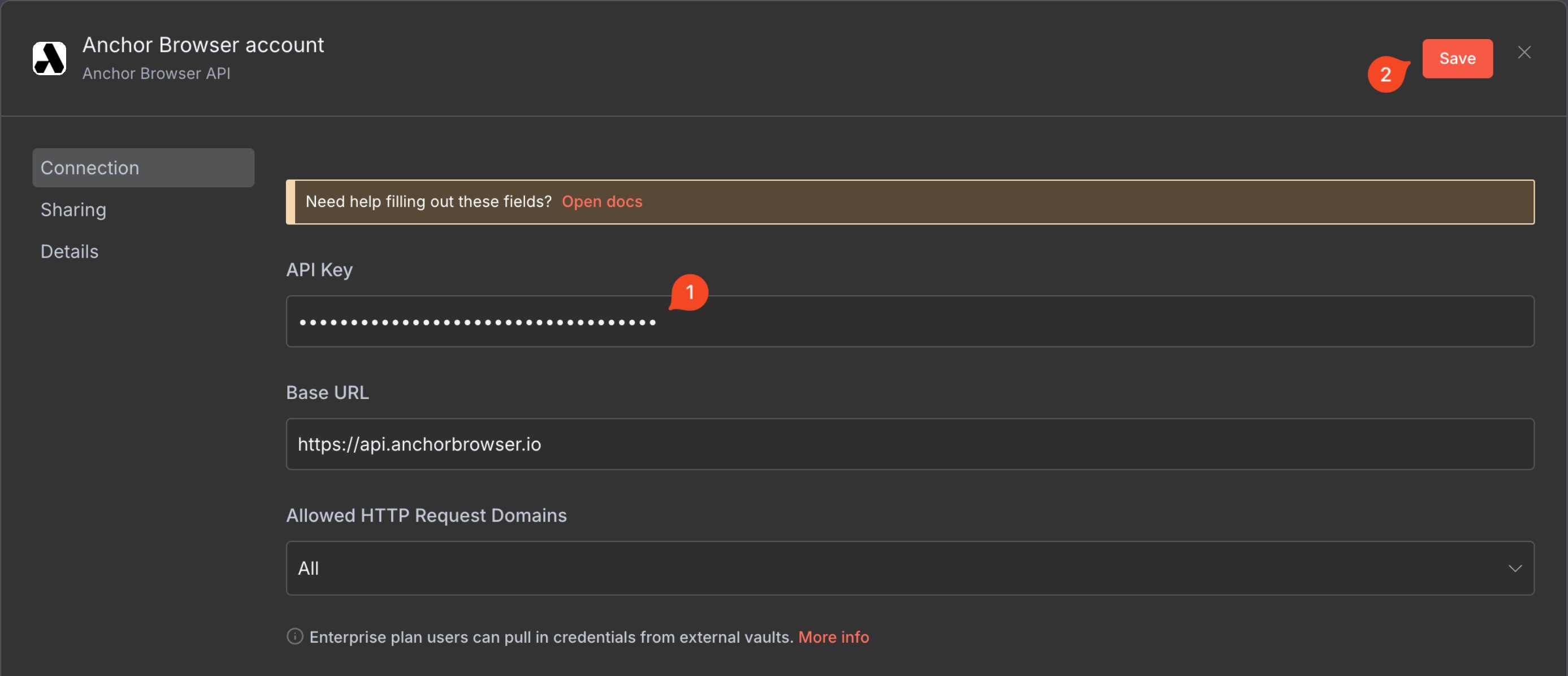 Credentials configuration