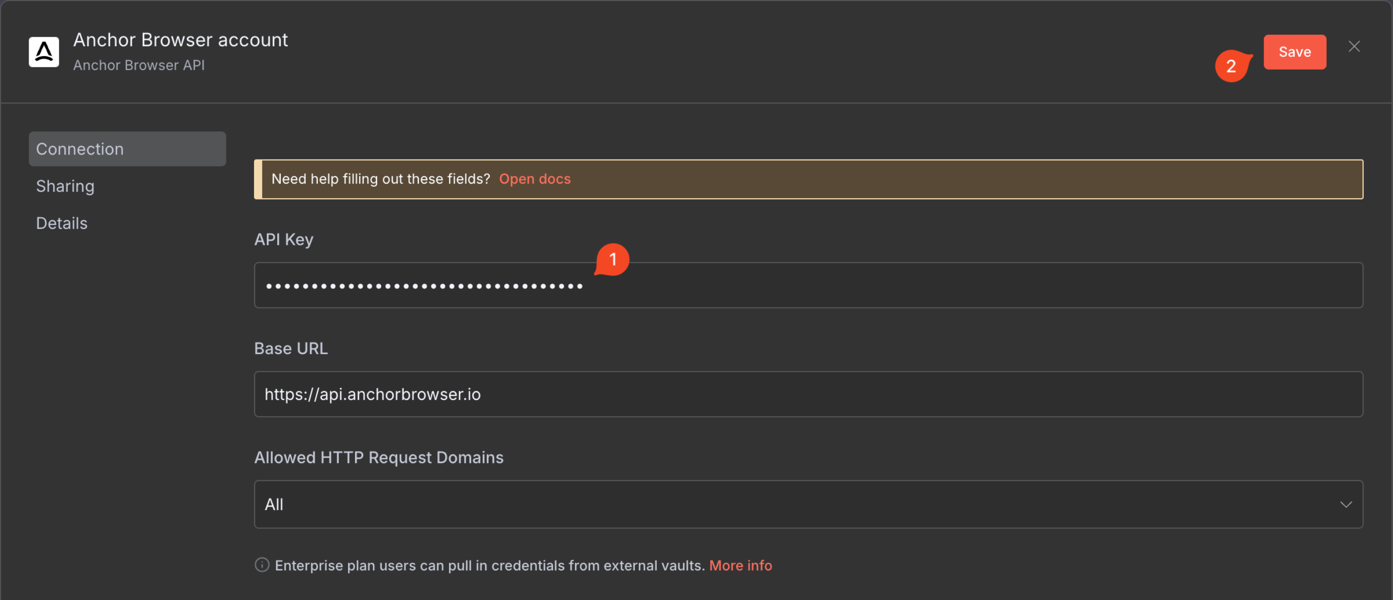 Credentials configuration
