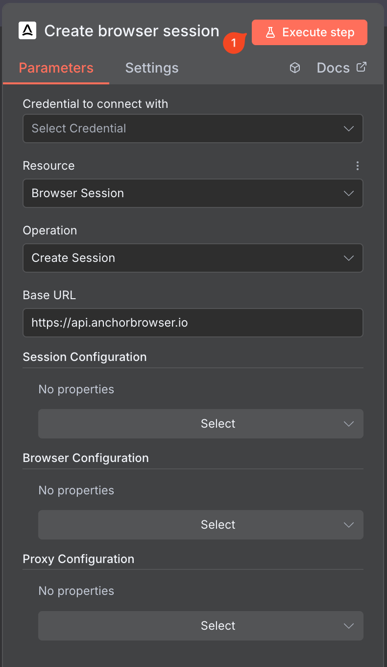 Node configuration settings