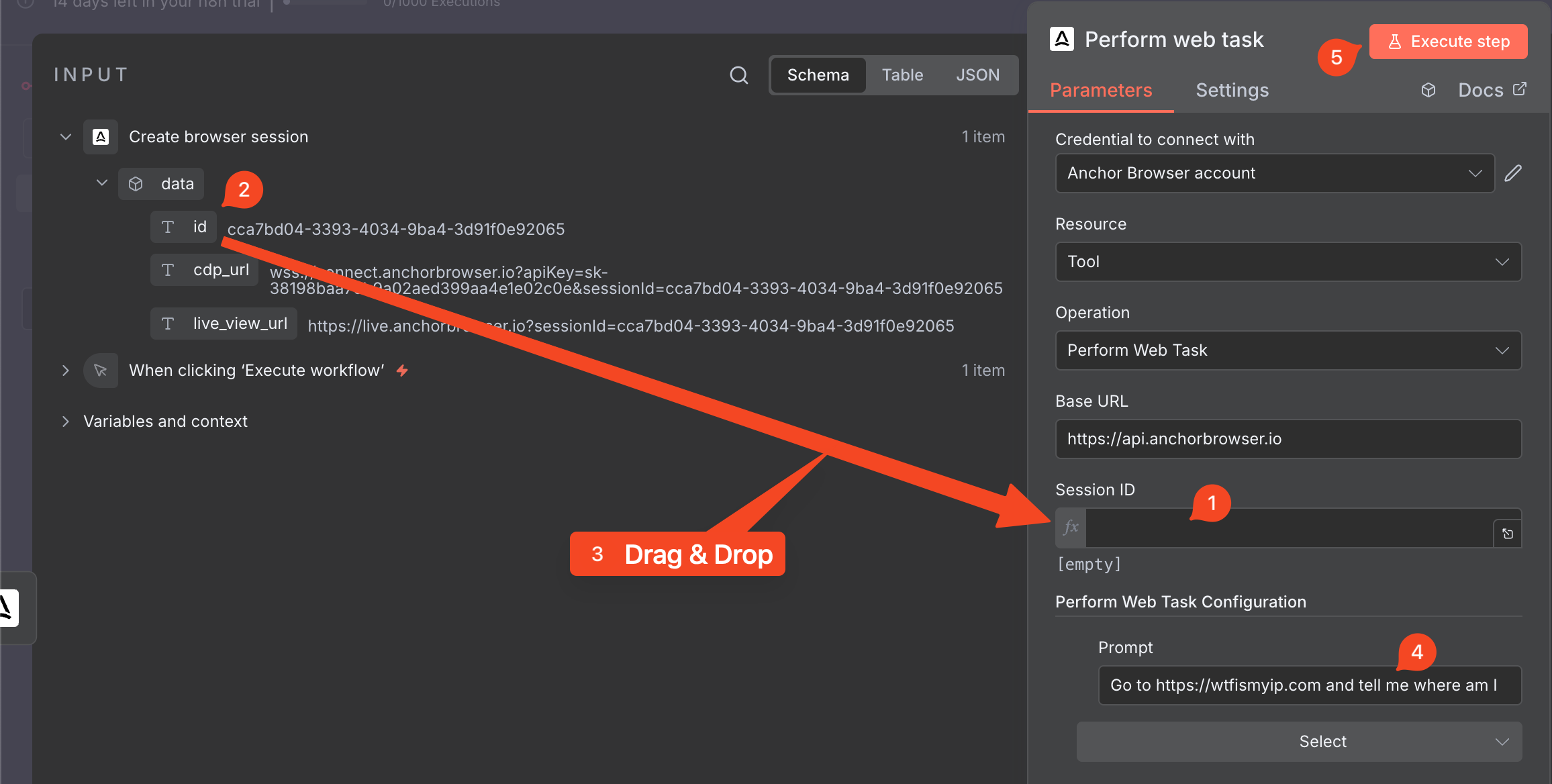 Task configuration settings