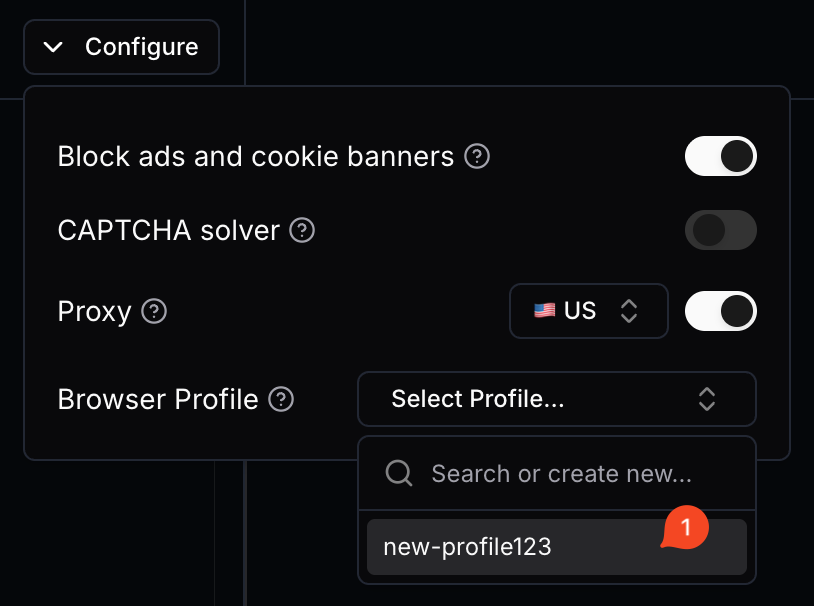 Reuse saved profile