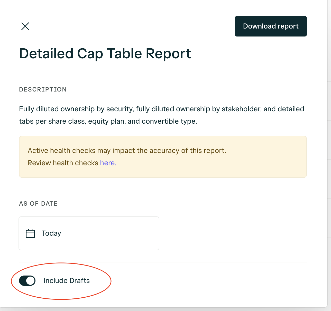 Include Drafts in report