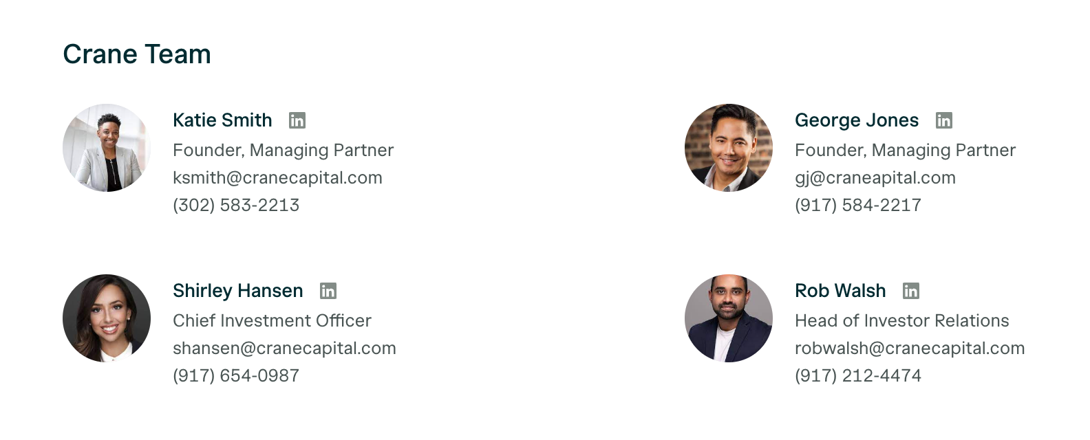 Data Room Team Section