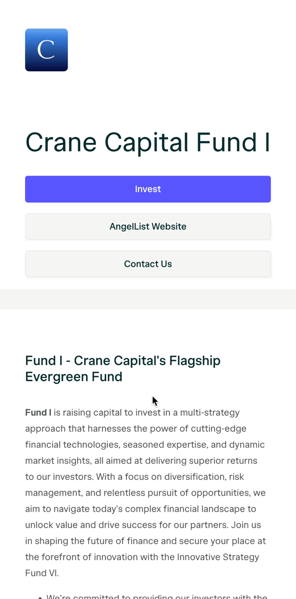 Crane Capital Fund I Angel List22 05 2025at11 32 Gi