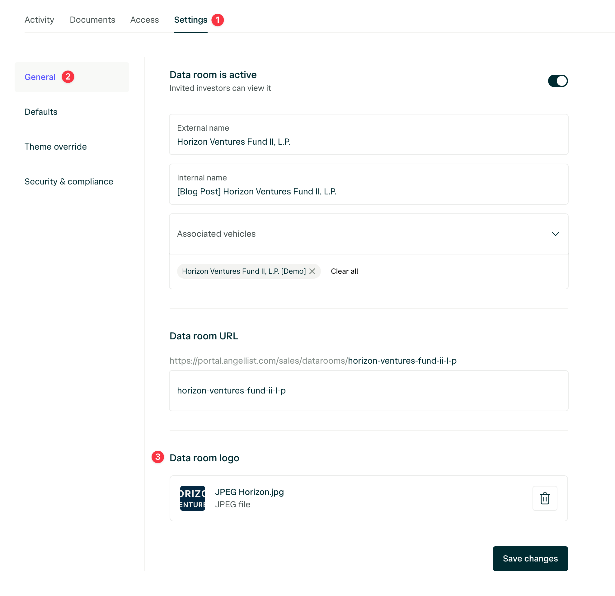 Data Room Logo Settings Pn