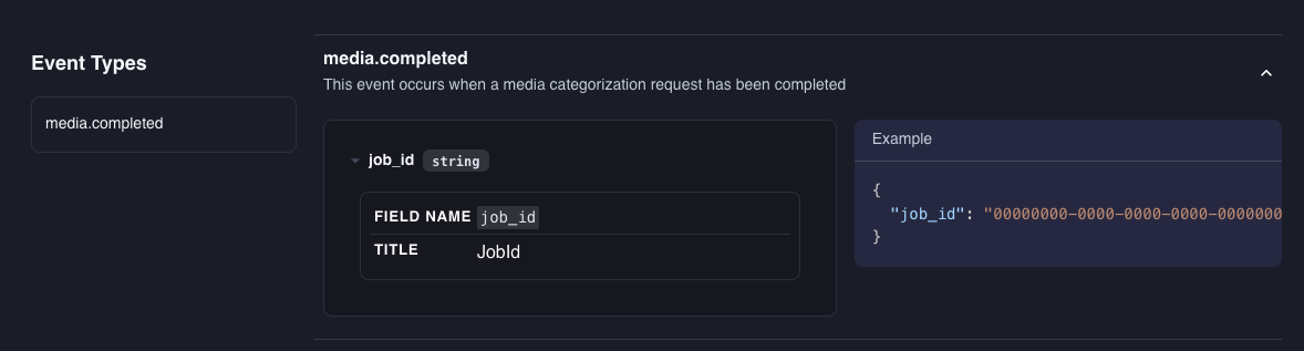 Webhook events selection
