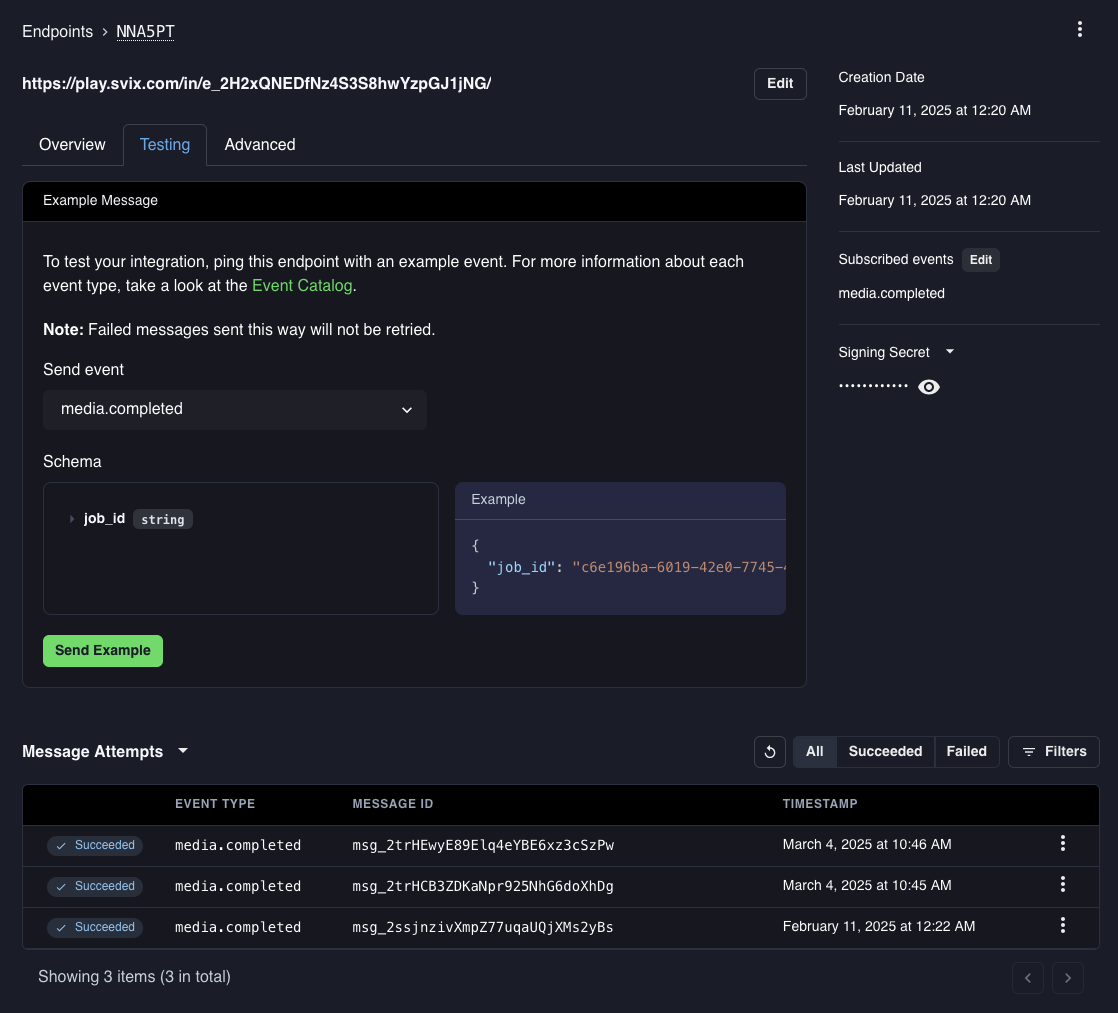 Testing webhook deliveries