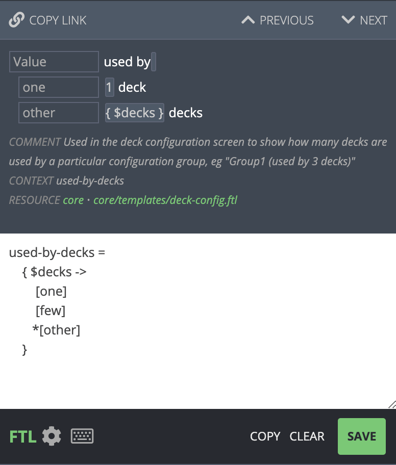 Template view of plural forms