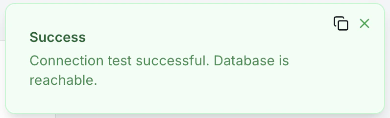 Successful connection test result