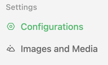 Configurations settings in the sidebar in light mode.