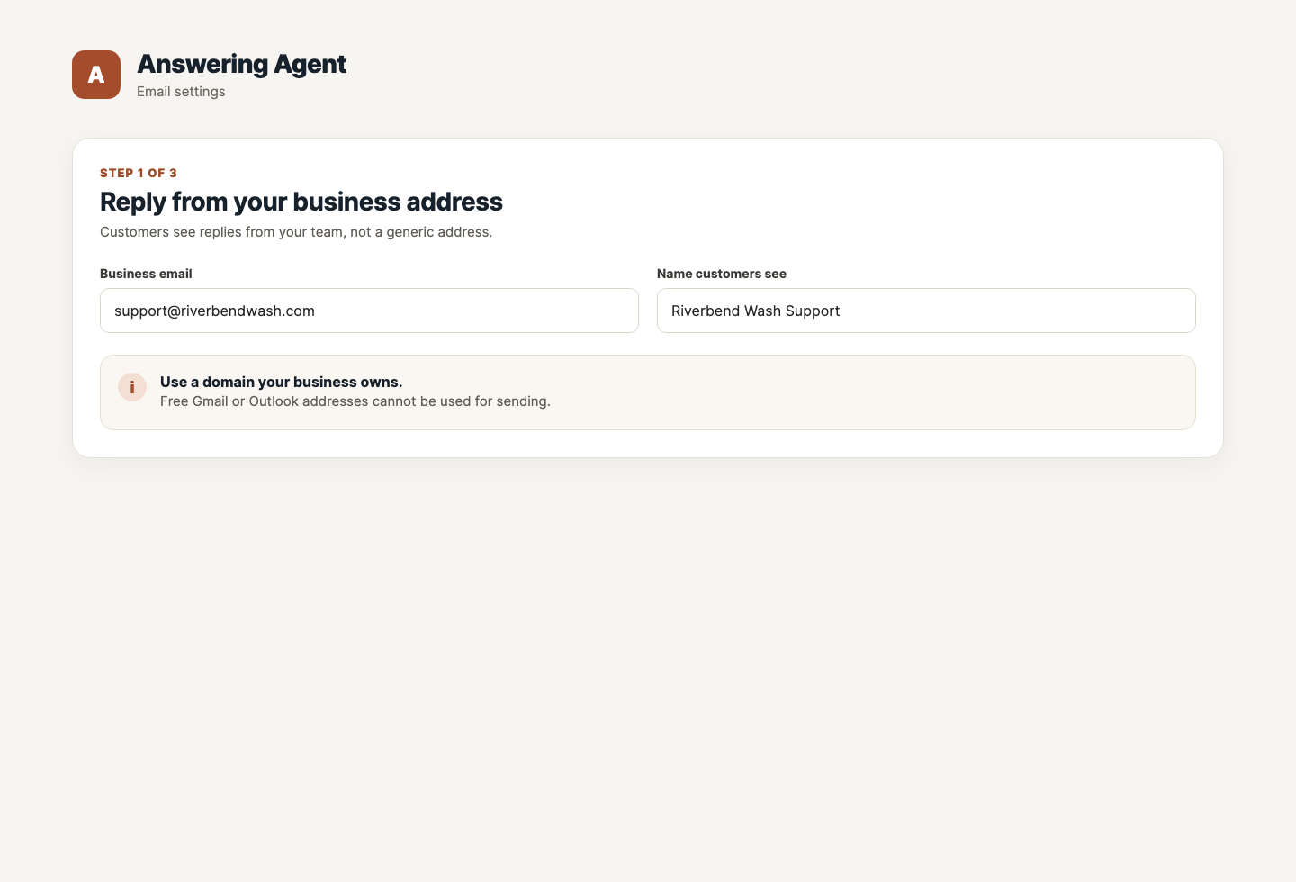 Enter your professional sender identity