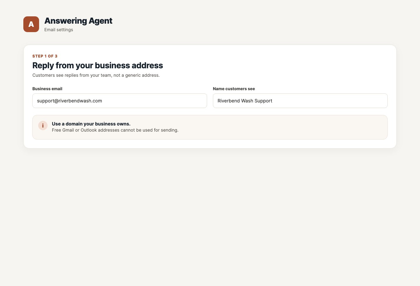 Enter your professional sender identity
