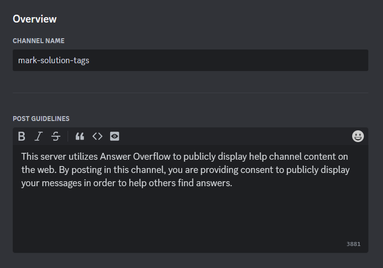 Editing forum channel guidelines