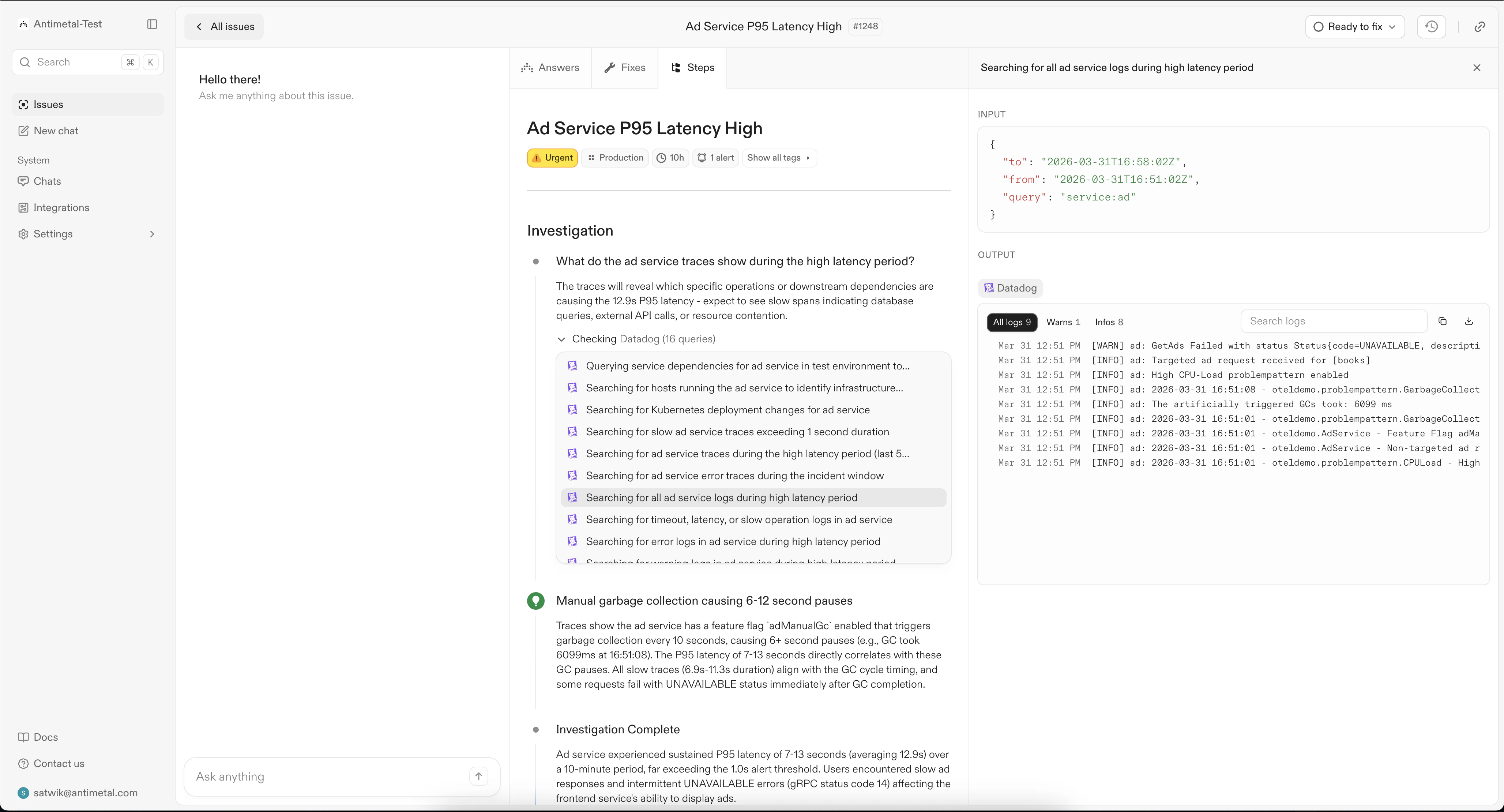 Tool call inputs and outputs