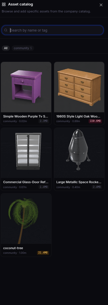 Premade asset catalog
