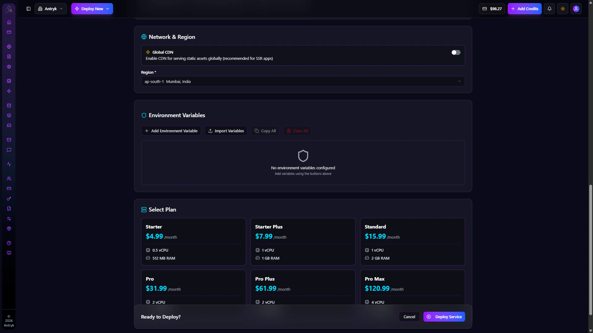 Service Configuration Settings