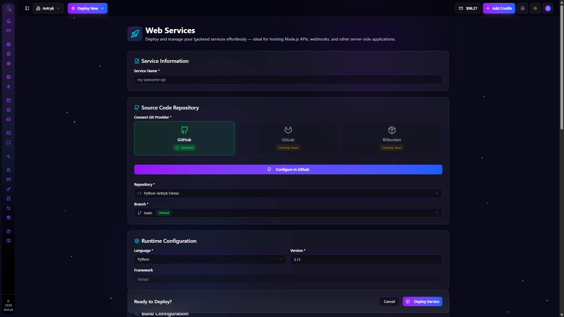 Service Deployment Interface