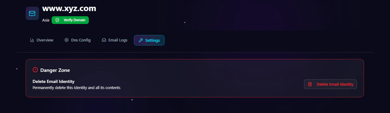 Email Service Settings Page