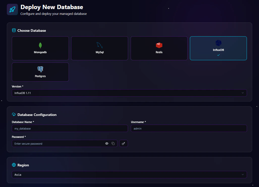 InfluxDB Deploy Form One