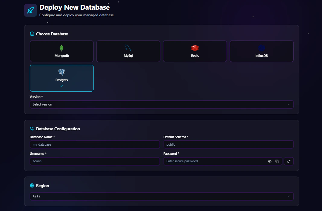 PostgresSql Deploy Form One