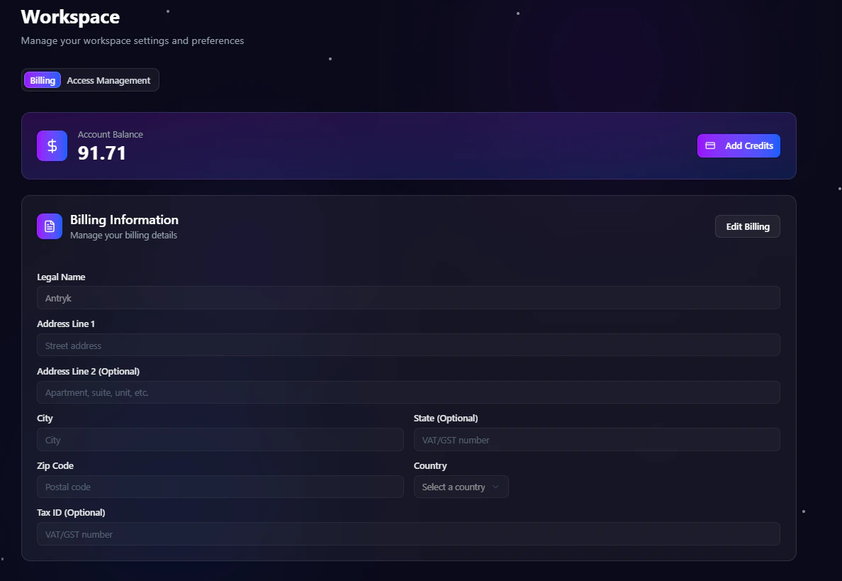 Billing Dashboard