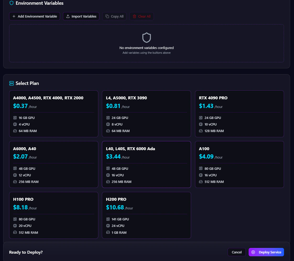 Create GPU Service Form Part Three