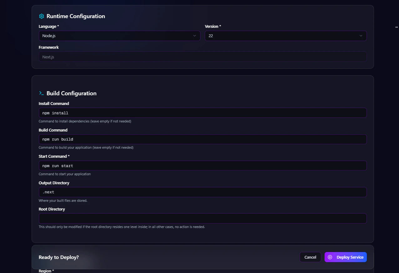 Create GPU Service Form Part Two