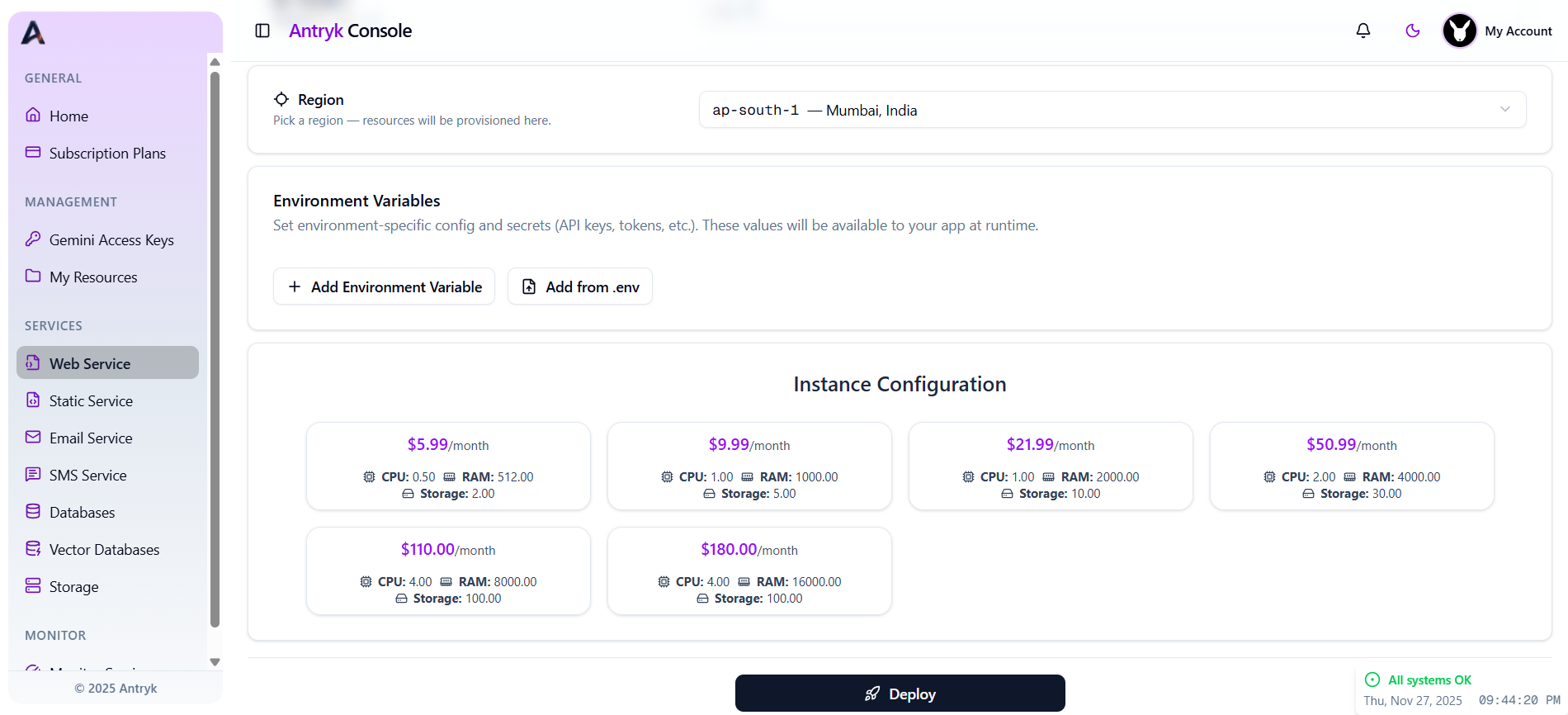 Service Configuration Settings
