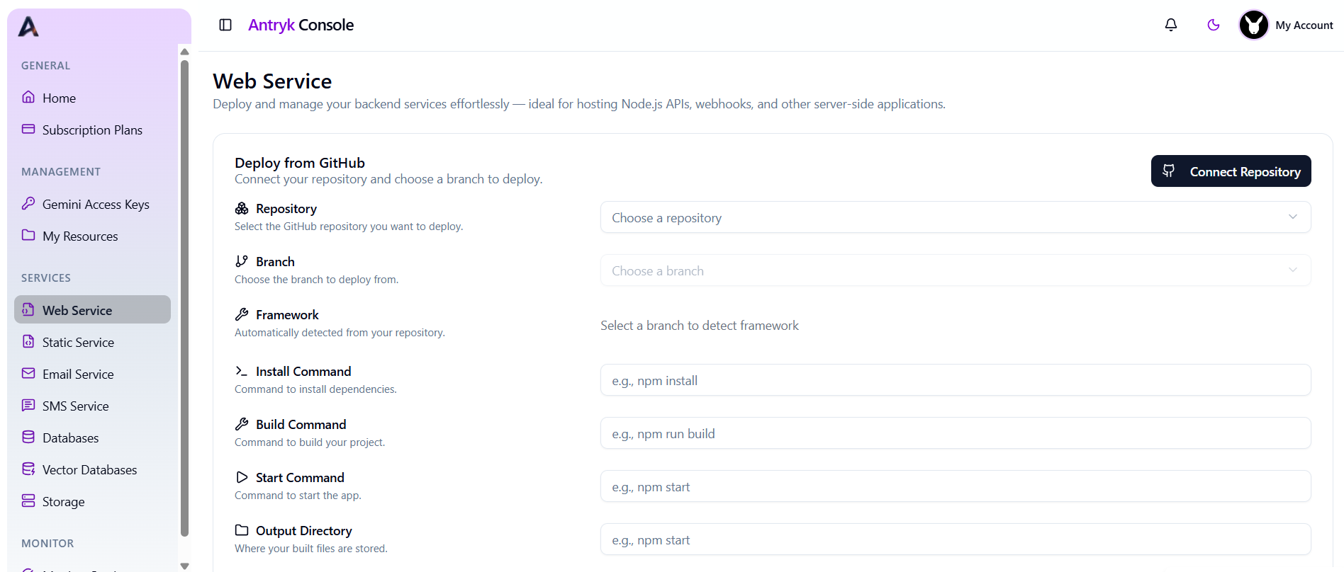 Service Deployment Interface