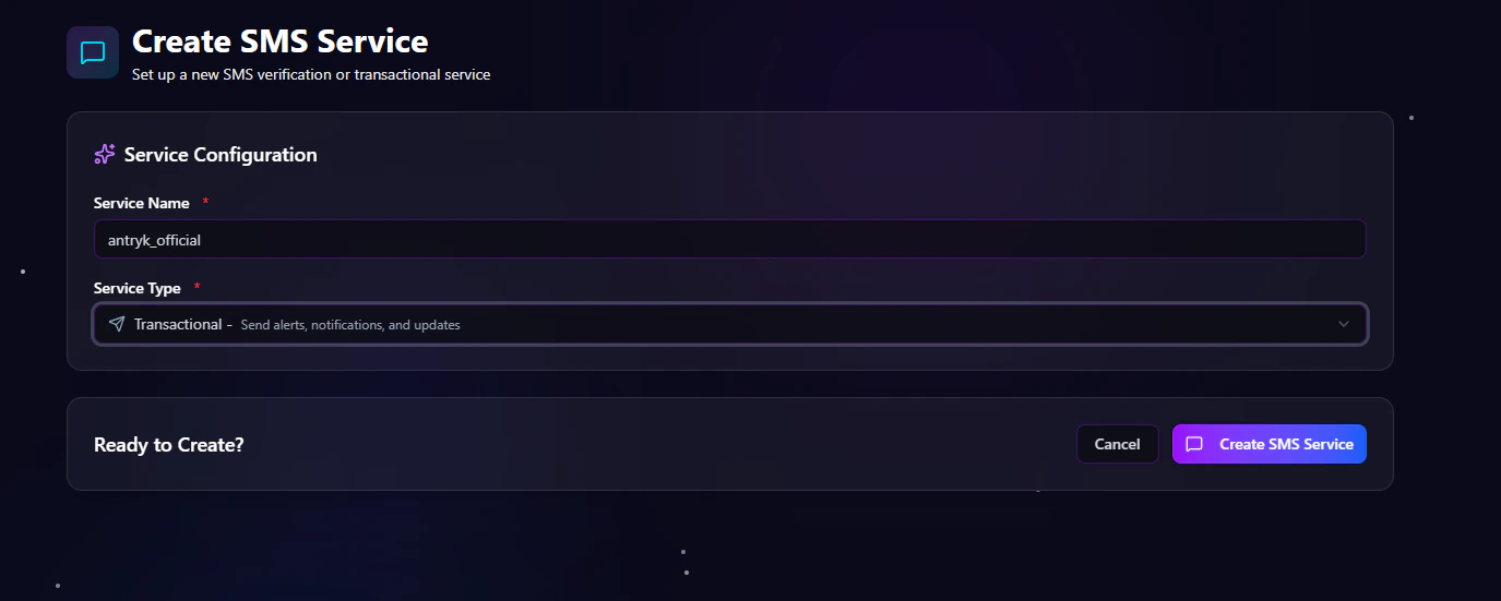 deploy form transactional sms