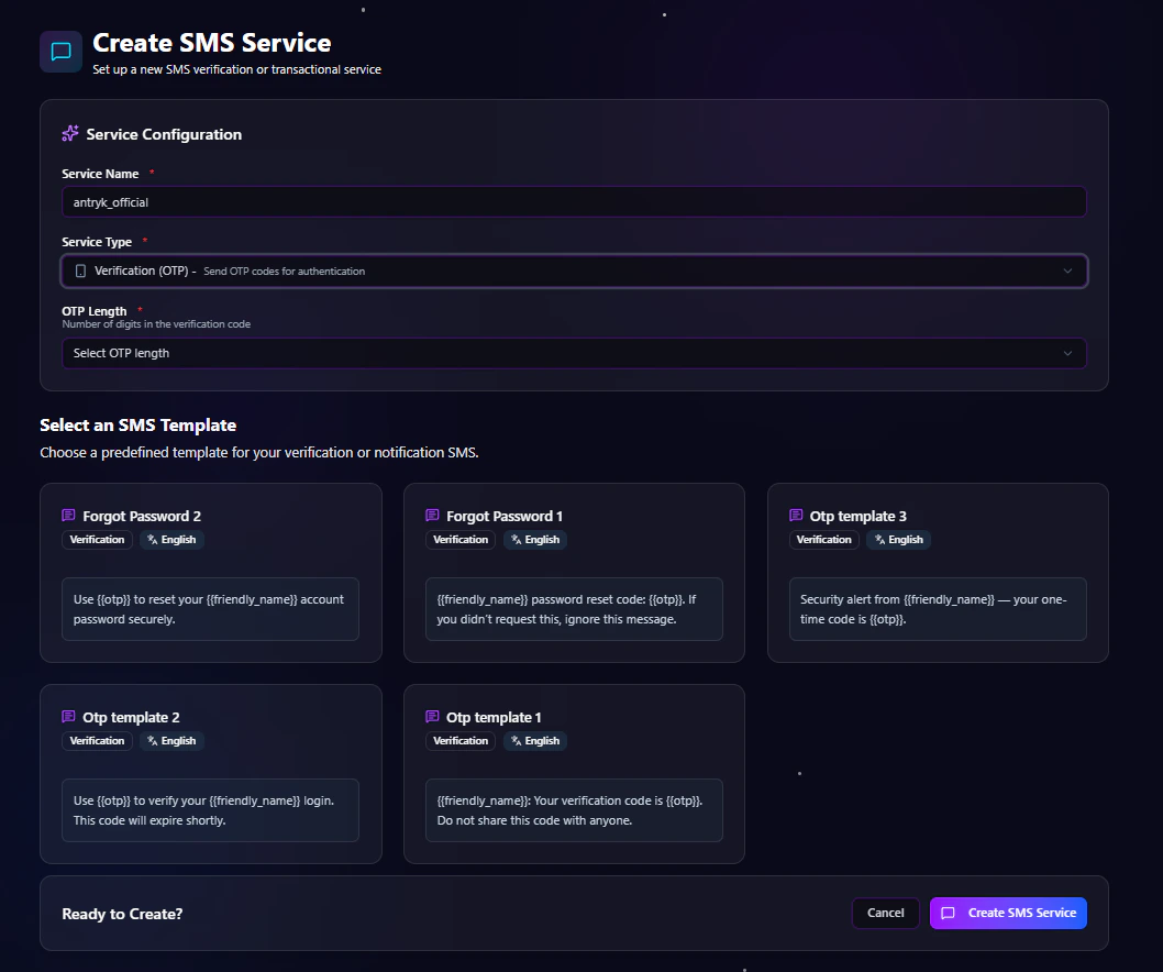 deploy form verification sms