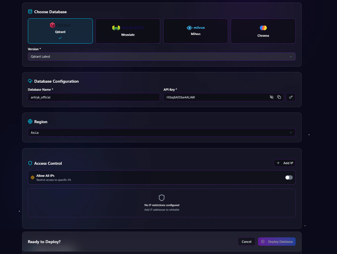 Qdrant Deploy Form One