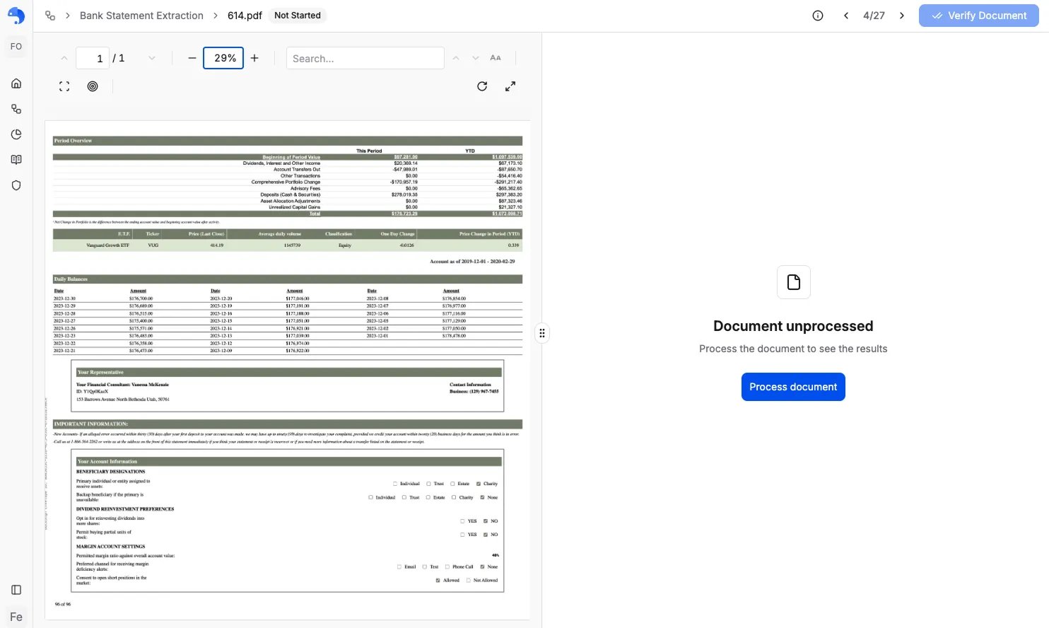 A document queued for processing
