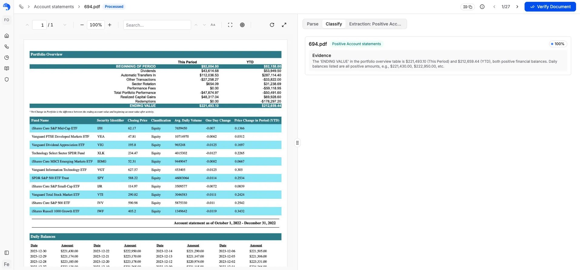 Per-step tabs for a document