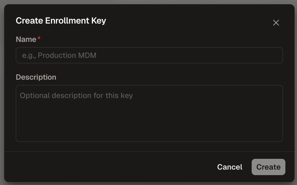 Create Enrollment Key